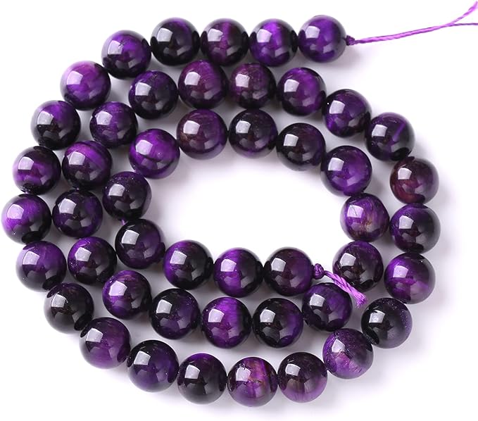 6mm 60pcs A+ Natural Purple Tiger Eye Stone Beads Round Spacer Loose Beads for Jewelry Making DIY Bracelet Necklace 15" Inch