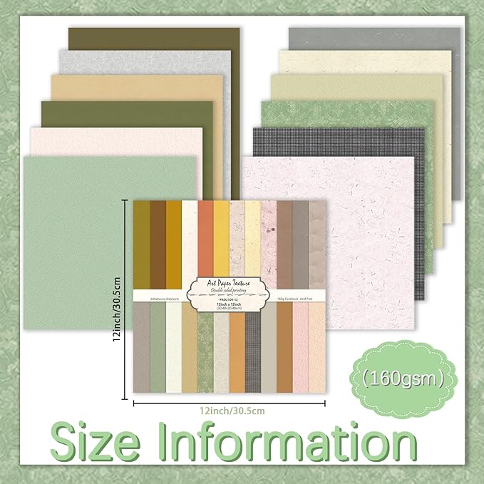 24 Sheets Scrapbook Paper 12" Double-Sided Photo Backdrop Patterned Craft Paper 160gsm for Junk Journals Greeting Cards Album Decoration (Floral Design I)