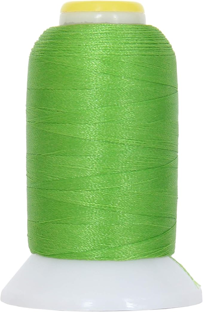 Threadart 60 Weight Micro Embroidery Thread | Fine Line Lettering & Bobbin Thread | 1000m Spools - 30 Colors Available - Lime Green