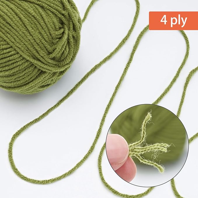 NICEEC 300g Soft Assorted Colors Yarn - Sport Weight,100% Acrylic, 4 Ply, Bonbons Yarn for Crochet & Knit, DIY Project Starter Kit for Kids or Adults(Total 870yds) - Warm Green