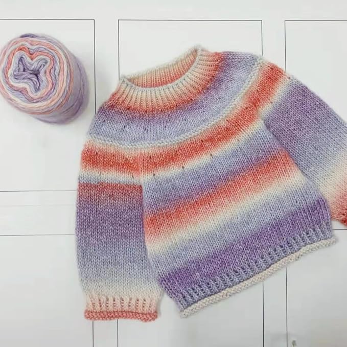 Crocheting Knitting-Gradient Cake Yarn, Soft Multicolor Medium-Fine Blended Yarn, Weight 100 Grams, Contains 60% Cotton 30% Acrylic 10% Wool. Suitable for Scarf, Gloves, Shawl, Blanket.(1159)