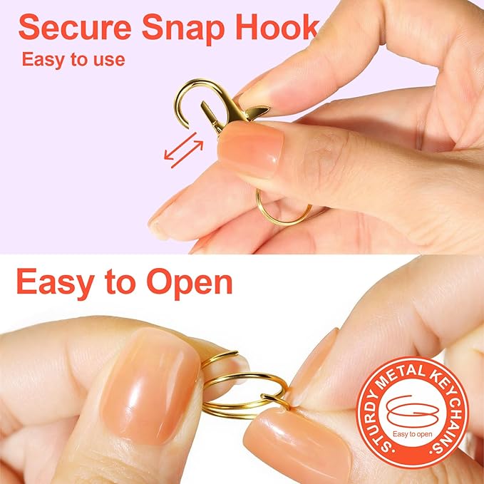 LEOBRO 160PCS Lobster Claw Clasps and Key Rings, Key Chains, 80PCS Keychain Clips and 80PCS Key Chain Ring for Keychain, Jewelry Making, Art Crafts, Gold