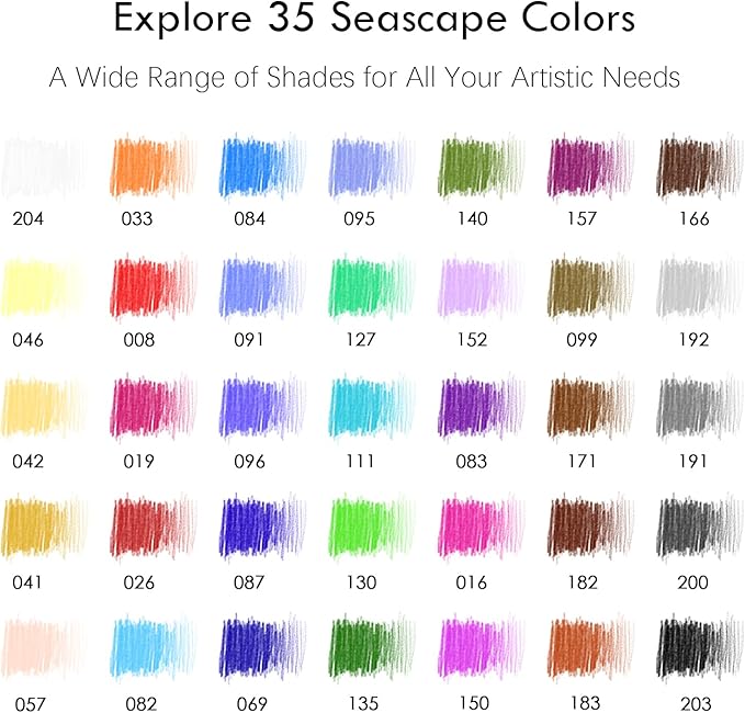 36-piece Blue Seascape Colored Pencil Set, Pre-sharpened Wooden Colored Pencils for Adults Artists Beginners Coloring Books Drawing & Sketching