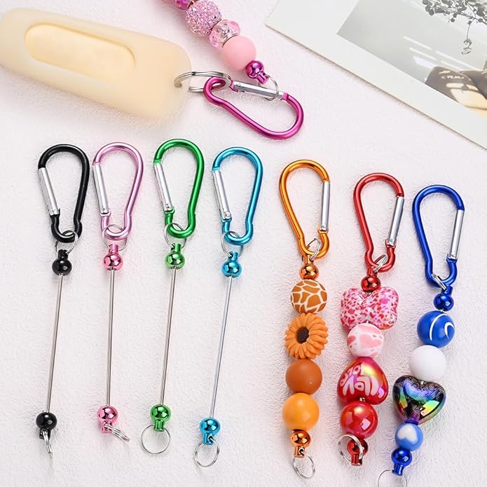 PIPITREE 22 PCS Beadable Keychains Bars Bulk 11 Colors DIY Beaded Keychain Making Kit for Women & Men