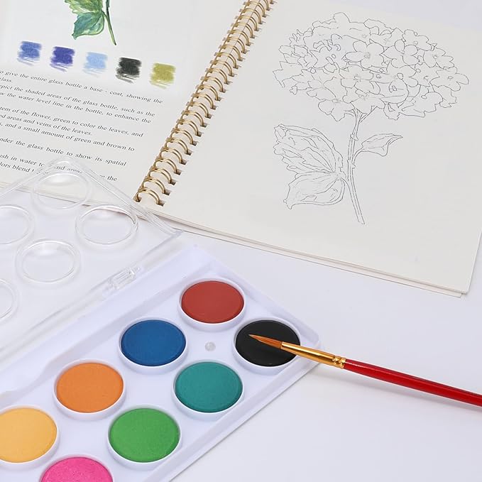 Watercolor Workbooks, Coloring Book Beginner Painting Kit, Arts Crafts Supplies Gift for Enthusiasts (Flower1)