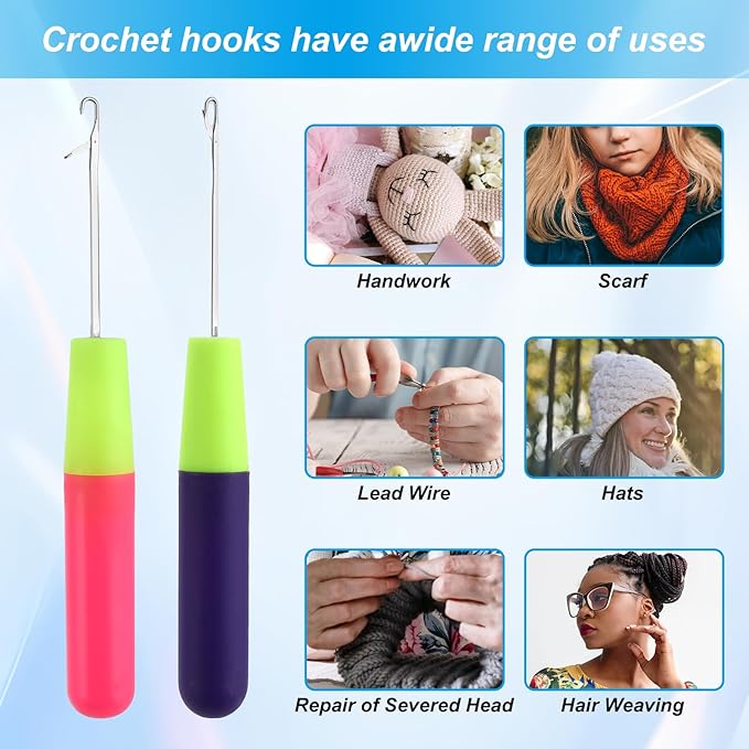 2 Packs Latch Hook Crochet Needle Latch Hook Tool, Latch Hook Tool for Crochet Braids Hair Extension Micro Braids Multi-Purpose Knitting Needles(5.0mm+3.8 mm)