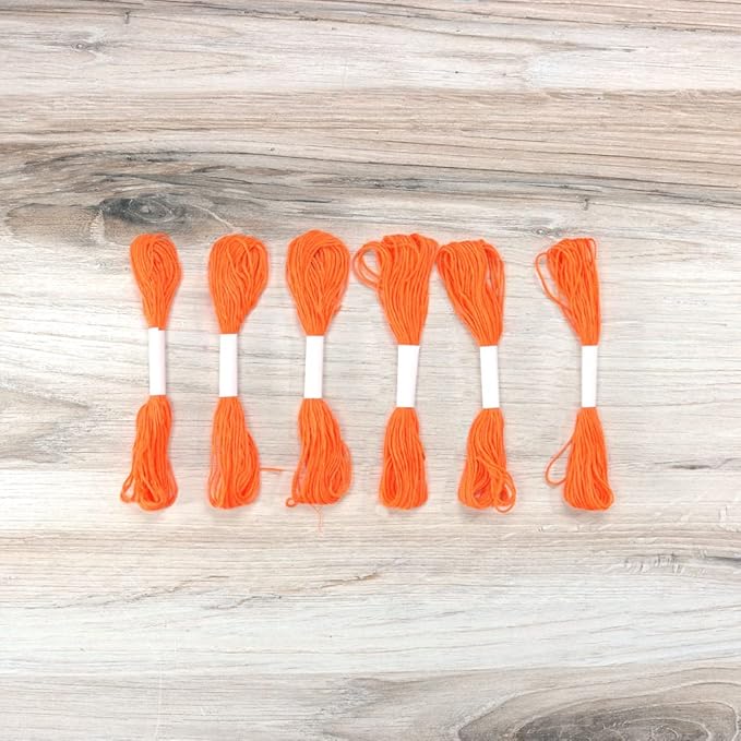 embroidery floss pack – 6 skeins, 8.7 yards each – orange embroidery floss for needlework, diy bracelets, crafting, weaving