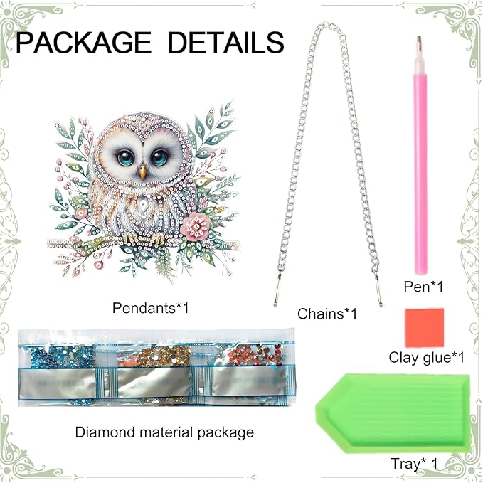 AiYuanzsh Diamond Art Painting Kits Hanging Pendant, Animal Owl Diamond Art Hanging Sign DIY Special Shaped Crystal Pendant Ornaments for Door Wall Window Home Xmas Halloween Decor