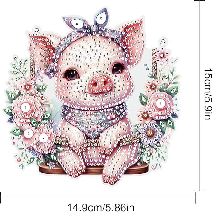 AiYuanzsh 5D DIY Diamond Art Painting Kits Hanging Pendant, Piggy Diamond Art Hanging Sign DIY Special Shaped Crystal Pendant Ornaments for Door Wall Window Home Festival Decor