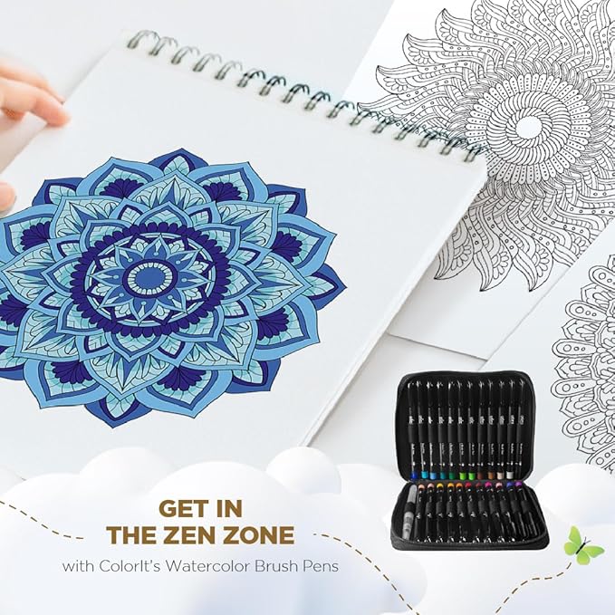 ColorIt Mandalas Volume V Spiral Bound Adult Coloring Book with 50 Mandala Patterns for Relaxation and Stress Relief - Includes Perforated Pages, Thick Paper, Hardback Covers, and Blotter Page