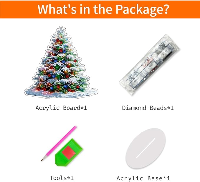 VODAPYC Christmas Diamond Art Tabletop Painting Kit, DIY Stand Up Double Sided Special Shaped Diamond Painting Desktop Ornament(Christmas Tree-2)