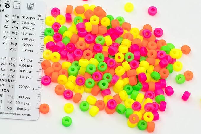 120 pcs (0.8oz) Mix of Big Pony Bagel Czech Glass Beads, 6mm (0.24 inch, Hole 0.08in) Semi Matte Neon Mix