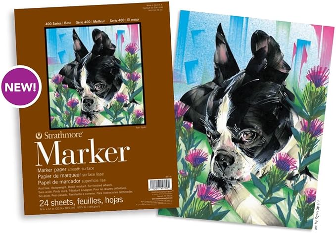 Strathmore Marker Paper Pad-50lb Smooth 24 Sheets -62497900, 9x12, White
