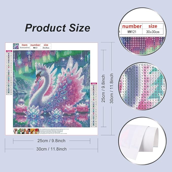 WSLWXSHM Diamond Painting Kits for Adults Swan, Round Full Drill Diamond Art Kits, 5D DIY Paint with Diamonds Crafts for Home Wall Decoration Gifts 12×12Inch, Animal