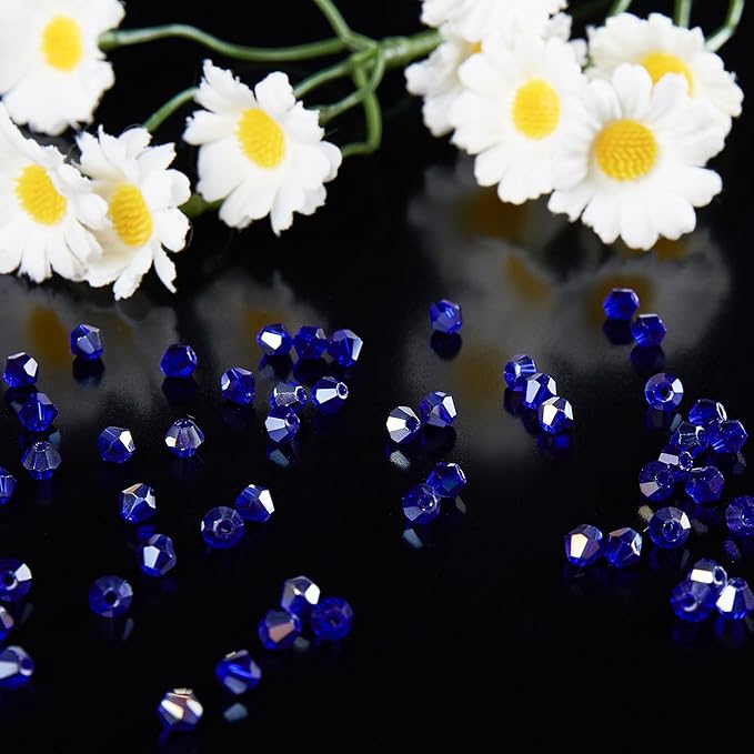 laopottbeads 1100pcs 4mm bicone crystal glass beads for jewelry making, sparkling mini beads for suncatchers, diy bracelets & craft projects (ab blue)