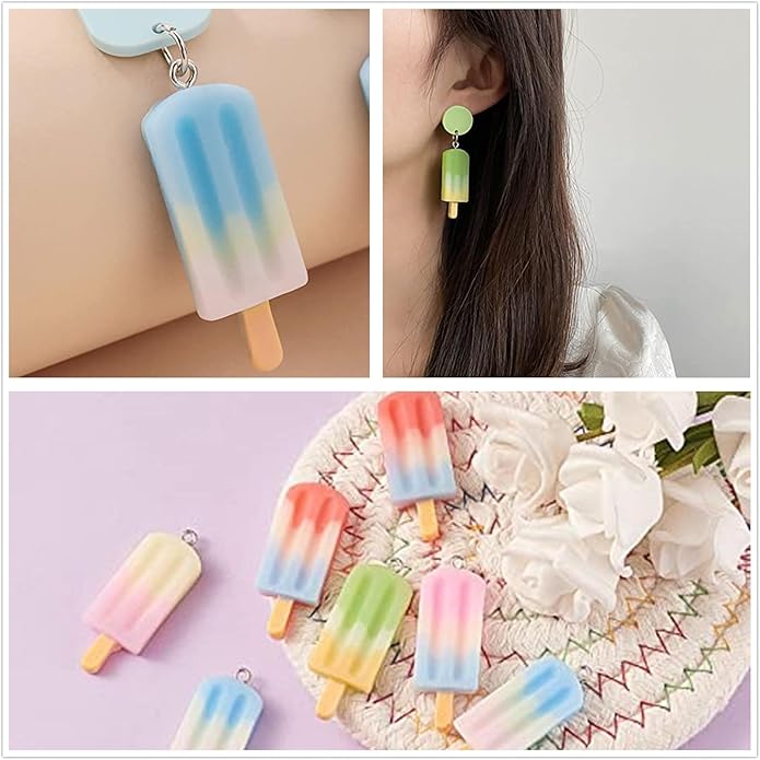 Resin Ice Cream Flower Dice Pendant Charms Colorful DIY Pendant Making Charm for Bracelet Necklace Earrings Keychain Craft