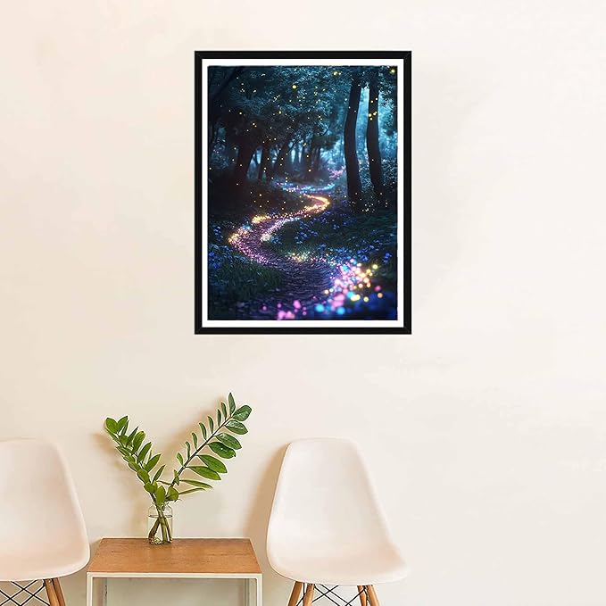 SKRYUIE 5D Diamond Painting Kits Landscape - DIY Diamond Art Kits for Adults Forest, Full Round Drill - Crystal Embroidery Cross Stitch - Craft for Wall & Office Decor - 12x16 Inch e2