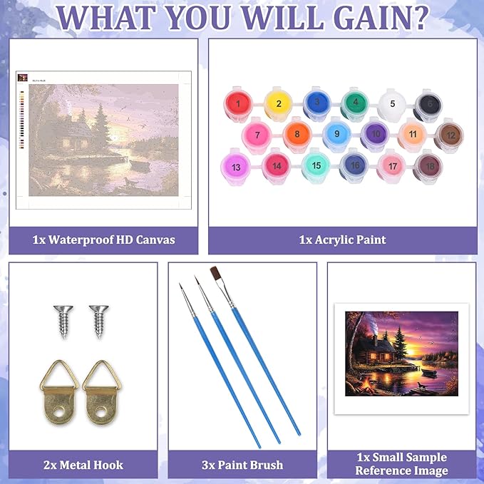 MAXBYE Lake House Paint By Numbers Kits for Adults Beginner, Autumn Landscape Adult Paint By Number On Canvas, Easy Oil Painting Kits for Home Wall Decor Gift 16x20 Inch