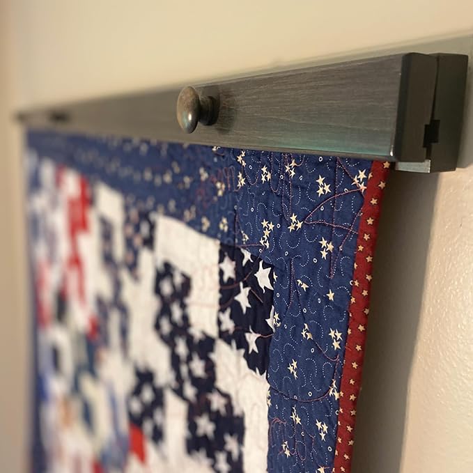 RRD Quilt Hanger for Wall for Display (72") Amish Made Wooden Quilt Rack Wall Mount - Rustic Tapestry Quilt Wall Hangers (Maple Wood, Antique Slate Stain, 72")