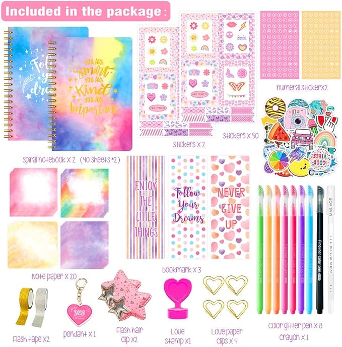 DIY Journal Kit for Girls, Teen Tween Girl Gifts Trendy Stuff, Stocking Stuffers, Scrapbook Supplies Stationery Set, Art Crafts Kit Ideal Gifts for Ages, 8 9 10 11 12 13 14 Year Old Girl