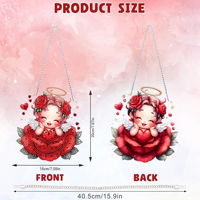 DOMROM Fairy Diamond Art Hanging Kits for Adults Beginners, Special Shaped Crystal Diamond Painting Fairy Pendant, DIY Diamond Art Suncatchers for Home Garden Wall Decor Gift