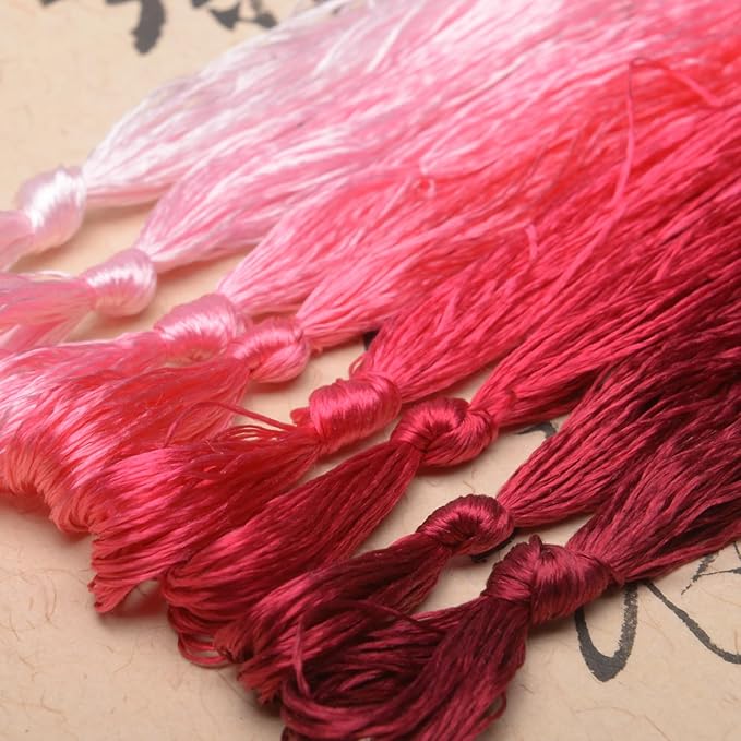 100% Nature Mulberry Handmade Embroidery Silk Thread Woven Jewelry Accessory Artificial Flowers Cross Stitch Floss DIY Sewing Kits 8 Gradient Colors 22m Each (9)