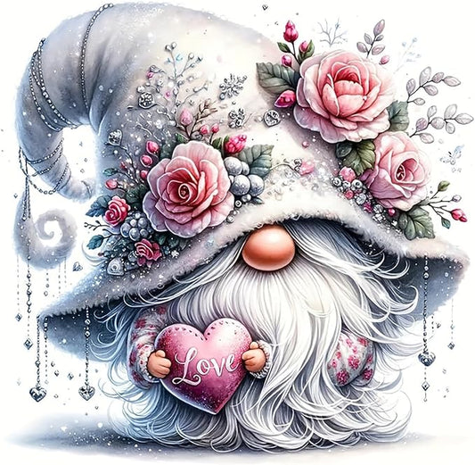 gnome cross stitch kits for adults beginner,flower counted cross stitch kits printed stitching cute patterns dimensions needlepoint art crafts embroidery kits for adults beginners (13.7x13.7 inch)