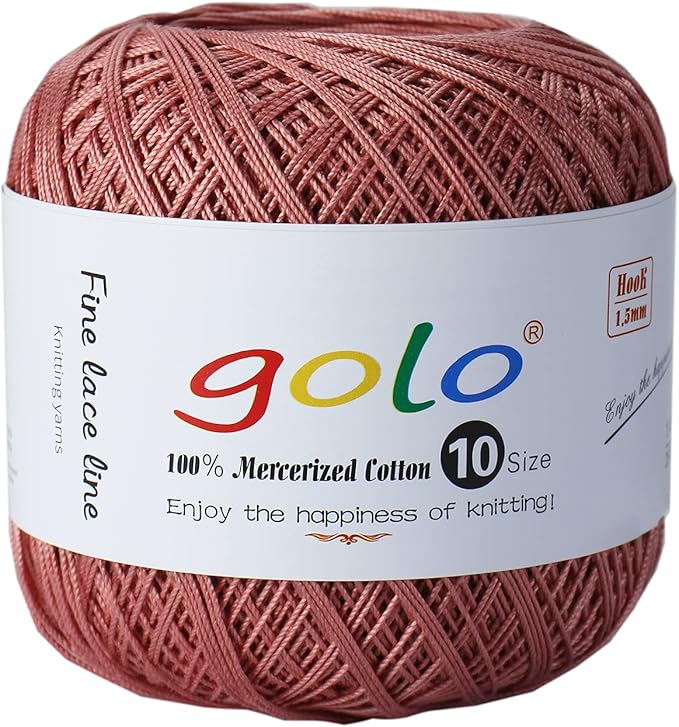 golo Cotton Crochet Thread Balls Size 10 Cotton Knitting Thread Yarn for Crochet (Pink copper-617)