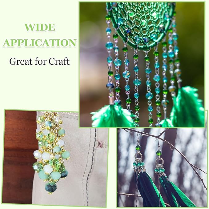 1000Pcs Glass Beads for Jewelry Making Crystal Beads for Bracelet Craft Necklace Earring Making Assorted Color 5 Style/Crackle Round/Briolette Faceted/Bicone/Cube/Four-Leaf Clover / 4 Size