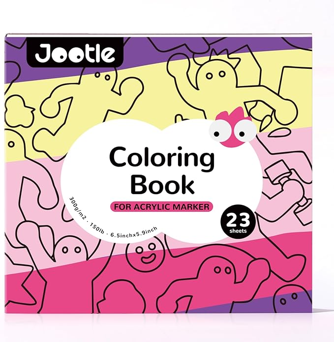 Jootle Coloring Books for Adults Relaxation,23 Sheets (5.9''*6.5'') No-Bleeding Watercolor Coloring Books for Acrylic Marker,150lb(300gsm) Acid-Free 100% Cotton Paper