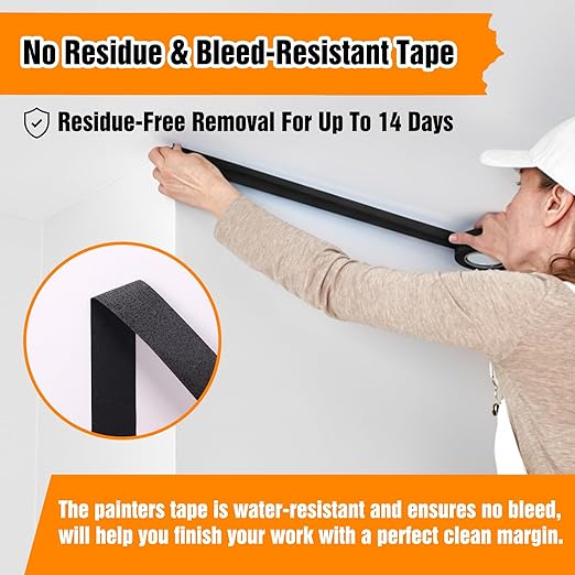 HongWay Masking Tape 1 Inch, 6 Rolls x 22yd (132yds in Total) Painters Tapes for Painting Labeling Arts Crafts, Easy Removal, No Residue (0.94inBlack)