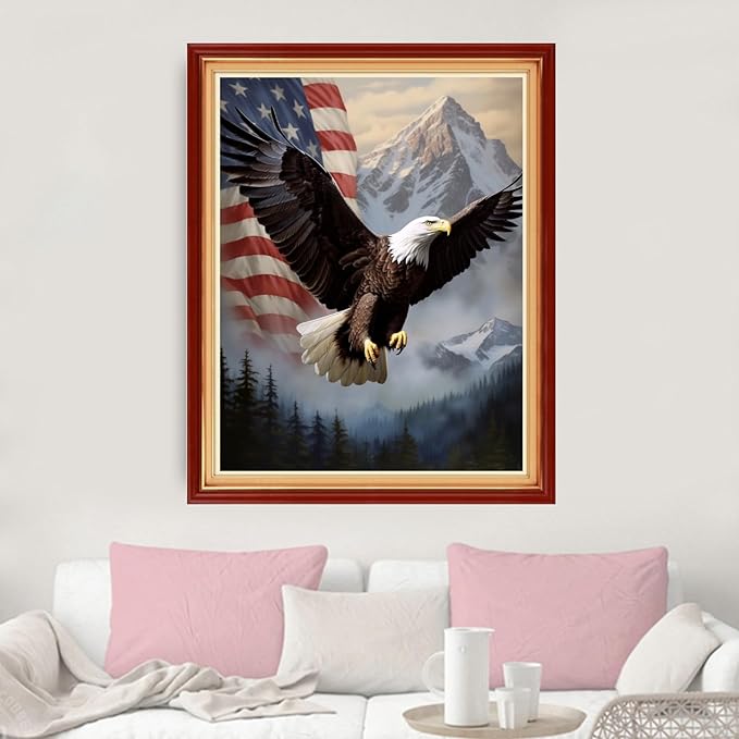 dimxvean stamped cross stitch kits,cross stitch kits for adults beginners,embroidery kits full range of cross stitch stamped kits needlepoint kits cross stitch patterns-flag eagle 16x20 inch