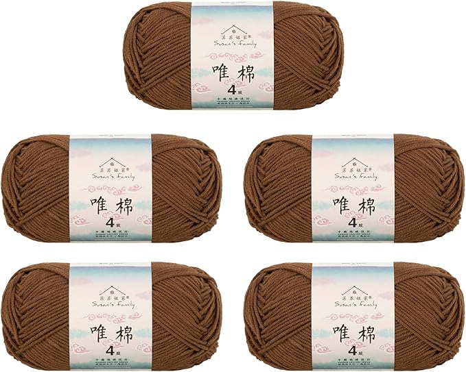 Susan's Family 4 ply 60% Cotton 40% Acrylic Yarn - Soft & Durable - 5 x 50g (1.76oz) - 655 Yards for Knitting & Crocheting - Baby Blankets, Amigurumi, Sweaters & More
