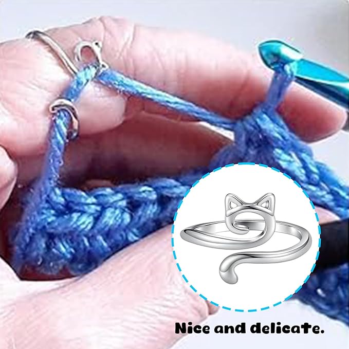 Adjustable Knitting Crochet Loop Ring 4 Pcs Crochet Ring for Finger Yarn Tension Rings Easy Crocheting Hand Knitting Supplies for Crochet Work for Women