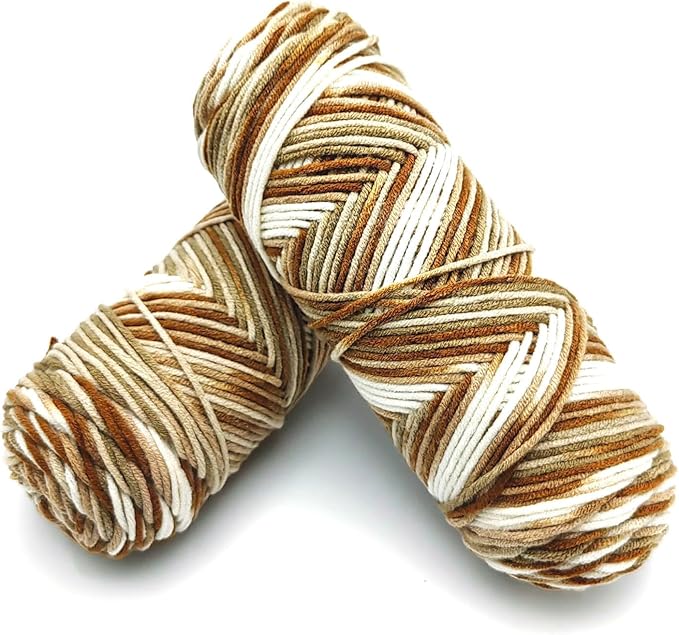 5-Ply Variegated Yarn 200g/2pcs, Acrylic 100%, Chunky Weight 2.5mm, Soft & Cozy, Vibrant Colors, Full Hand Feel for Knitting Sweaters, Scarves, Shawls, Hats (7#Khaki Flower)