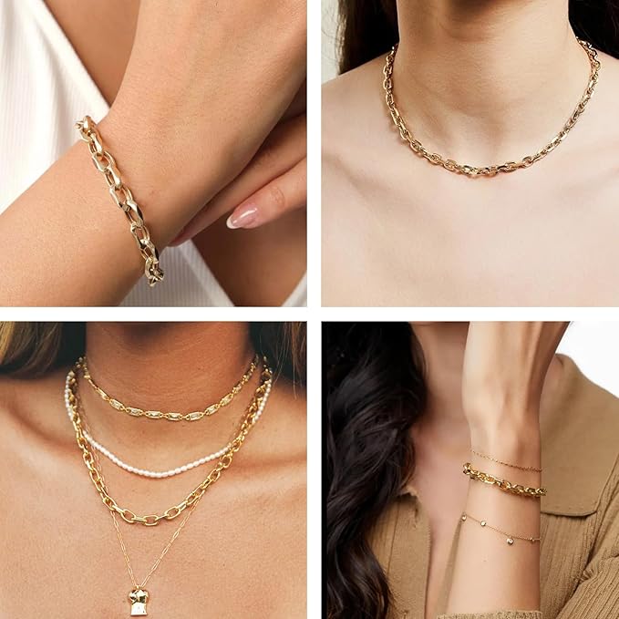 Jabogrii 16.4 Feet 18K Gold Plated Brass Jewelry Chains Roll Oval Paperclip Chains DIY Necklace Bracelet Chain with Lobster Clasps and Open Jump Rings for Jewelry Making