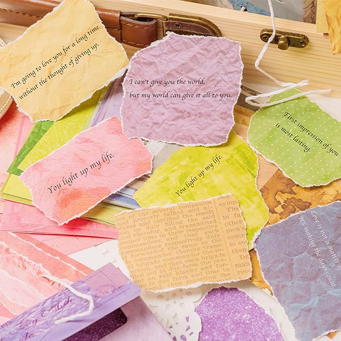 400 PCS Vintage Scrapbook Paper - Multi-colored (Pink, Gray, Blue, Green) - 3.15 x 3.15 Inch Square Glossy Paper - Decorative Paper Supplies for Scrapbooking, Crafts