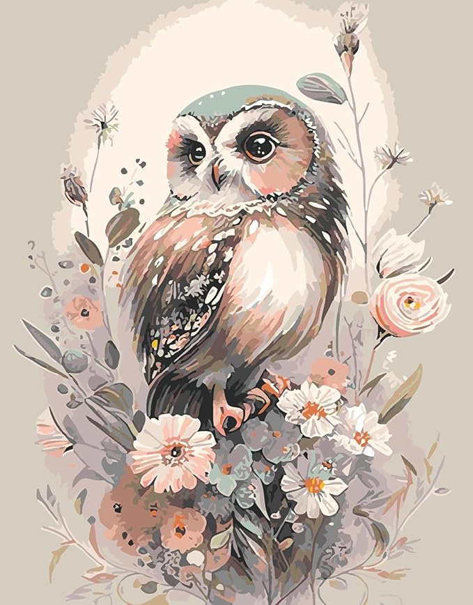 Mrnsiet Owl Counted Cross Stitch Kits for Adults, Animals Stamped Cross Stitch Kits for Beginners, Needlepoint Cross-Stitch Patterns Embroidery Kits Arts and Crafts for Home Decor 12×16 Inch
