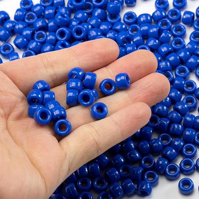 1000 Pcs Acrylic Single Color Pony Beads 6x9mm Bulk for Jewelry Making Earring Hair Braiding