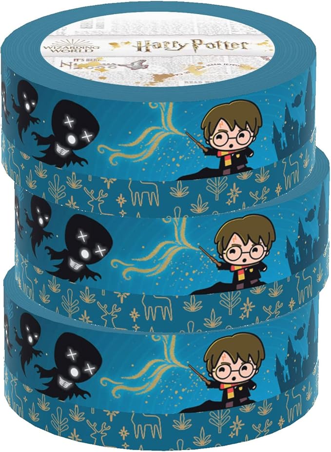 Paper House Productions Harry Potter 3-Pack Set of 2 Foil Accent Washi Tape Rolls for Scrapbooking and Crafts - Chibi Expecto Patronum