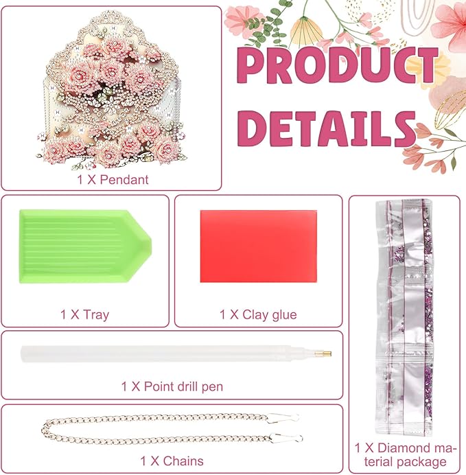DOMROM Envelope Diamond Art Hanging Kits for Adults Beginners, Special Shaped Crystal Diamond Painting Envelope Pendant, DIY Diamond Art Suncatchers for Home Garden Wall Decor Gift
