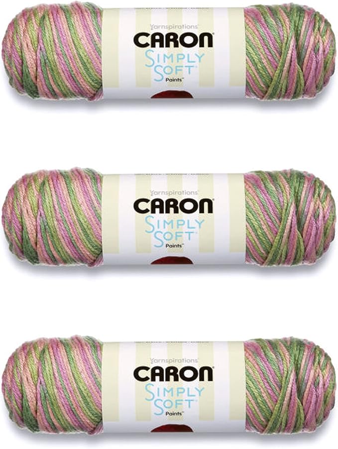 Caron Simply Soft Rose Garden Paints Yarn - 3 Pack of 141g/5oz - Acrylic - 4 Medium (Worsted) - 235 Yards - Knitting/Crochet, Rose Garden Paints