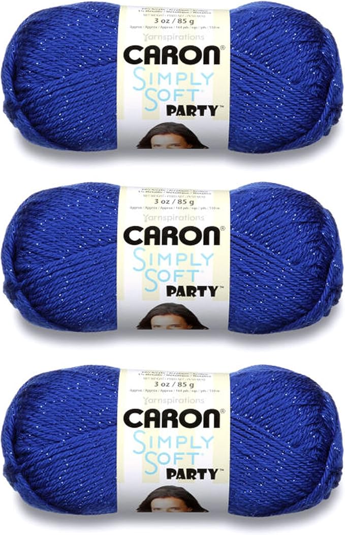 Caron Simply Soft Party Royal Sparkle Yarn - 3 Pack of 85g/3oz - Acrylic - 4 Medium (Worsted) - 164 Yards - Knitting/Crochet