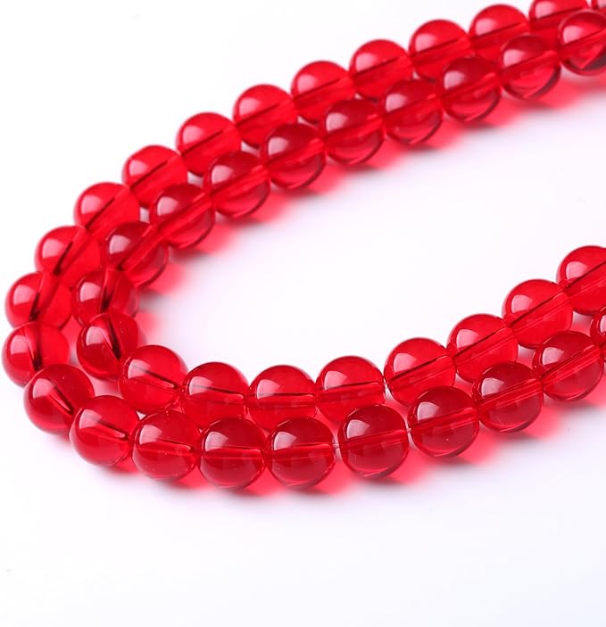 Red Glass Stone Beads for Jewelry Making Gemstone Round Crystal Bracelet Necklace 1 Strand 15.5inch 60PCS 6MM