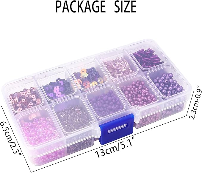 Assorted Beads for Jewelry Making, Glass Seed Bugle Tube Beads Loose Sequins Multiple Sizes for Crafts Sewing Jewelry Making