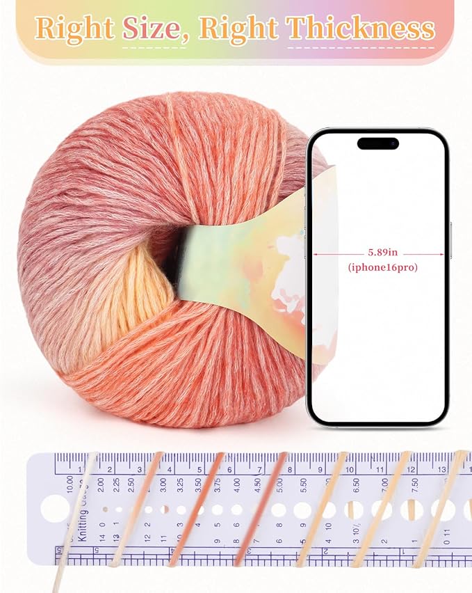 Coopay Yarn for Crocheting Knitting, Gradient Cake Yarns, 2 × 3.53oz - 240yds - 50% Cotton 50% Acrylic Ombre Yarns, Crochet Yarn for Blankets, Shawls, Scarves (115 Sunset)