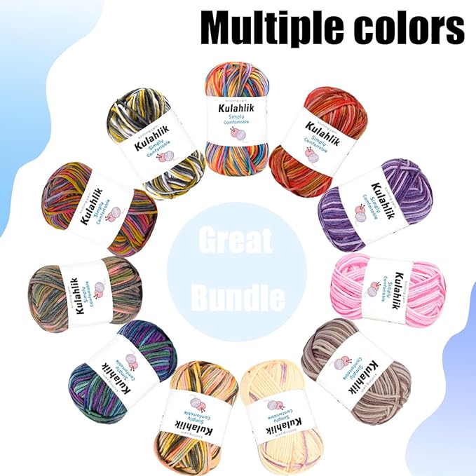 250g(5x50g) Acrylic Yarn for Crochet/Knitting, Colorful Gradient Yarn Thread, 5 Rolls Skeins, Perfect for Any Knitting Crochet and Crafts Mini Project
