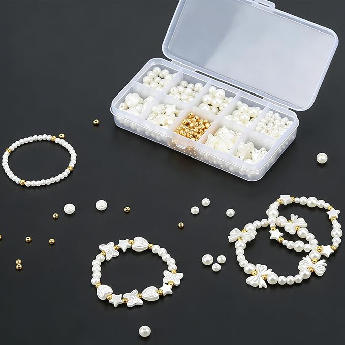 DIY Pearl Bracelet Making Kit-520pcs Real Shell Pearls & Starter Tool Set,Jewelry Craft Supplies for Women,Creative Beading Kit with Storage Box-Ideal for Birthday,Party Favors（520PCS）