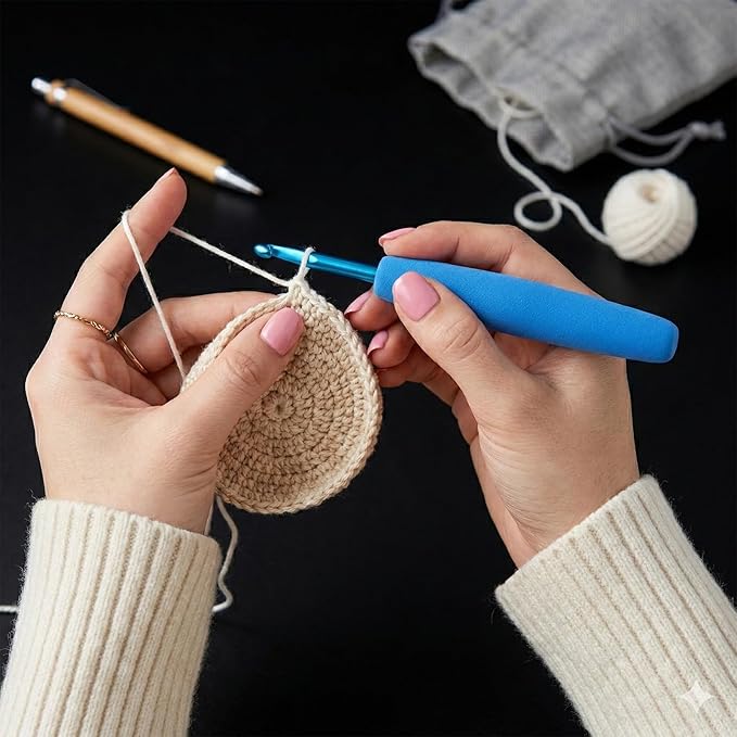 5 PCS Crochet Hook Grip Ergonomic Crochet Hook Grip Handle for Crocheting and Knitting Fits 2mm-10mm Comfortable Removable Cushions Hands Handle