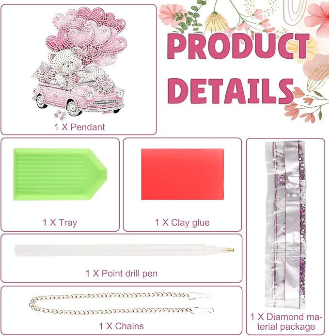DOMROM Bear Diamond Art Hanging Kits for Adults Beginners, Special Shaped Crystal Diamond Painting Bear Pendant, DIY Diamond Art Suncatchers Animals for Home Garden Wall Decor Gift